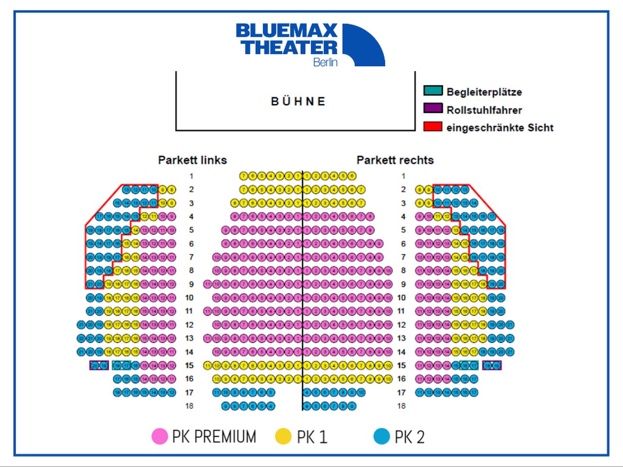 Saalplan DIE SCHÖNE UND DAS BIEST - Musical in Berlin mit Ticket und Hotel